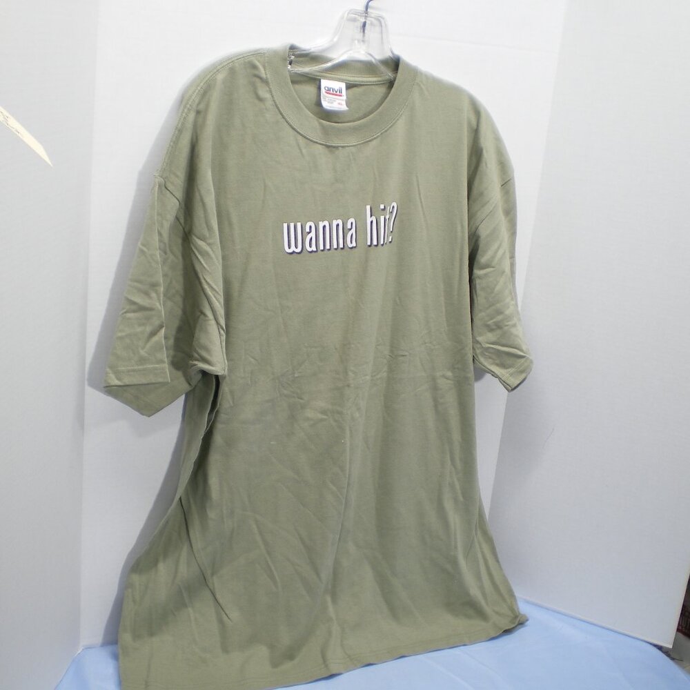Wanna hit? "Smokin' Grass" Shannon Lawson Olive Green Tee Shirt, Size XL